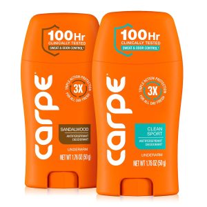 Carpe Antiperspirant Deodorant for Men. Sandalwood & Clean Sport - 2 Pack