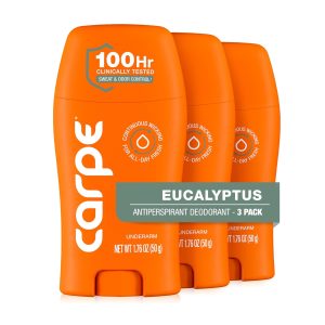 Carpe 100-Hour Deodorant Antiperspirant. Eucalyptus - 3 Pack